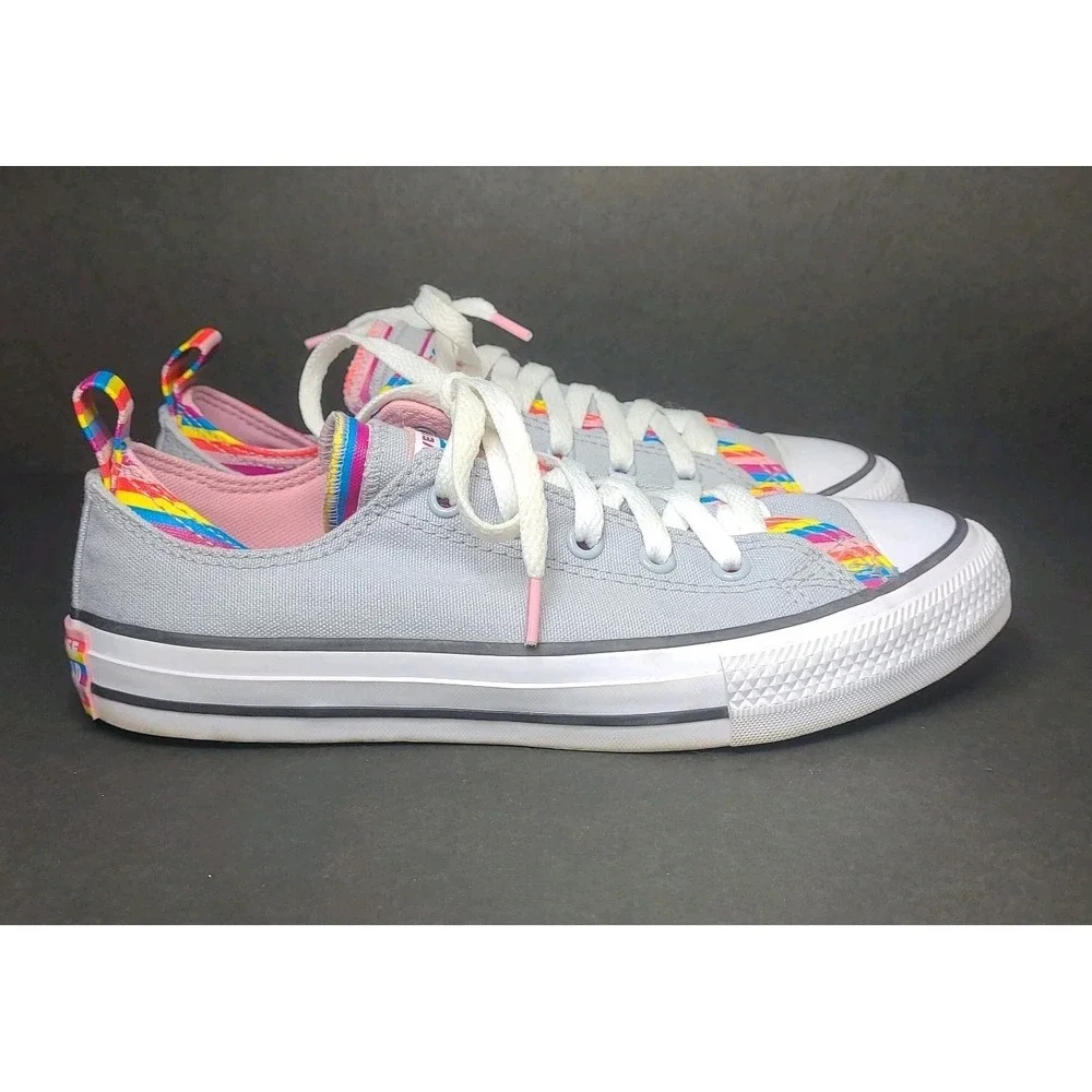 Converse Chuck Taylor All Star Double-Upper Stripe Sneaker Rainbow Junior Size 4